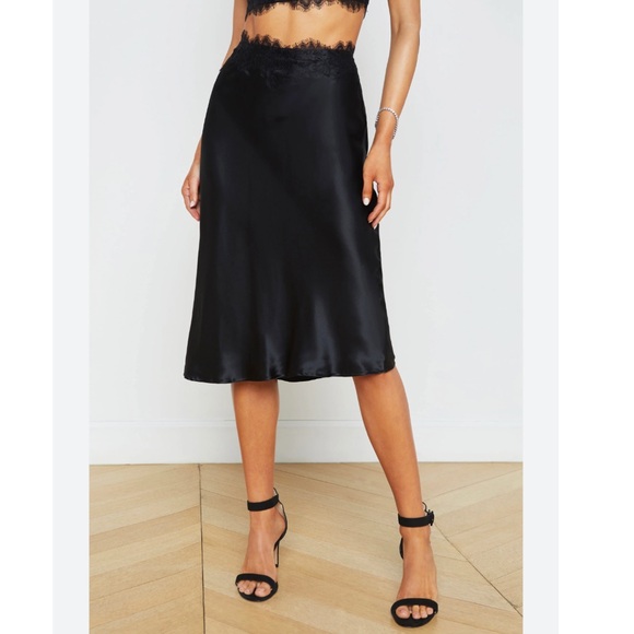 L'AGENCE Dresses & Skirts - L’Agence Loyal Lace Trim Skirt in Black.